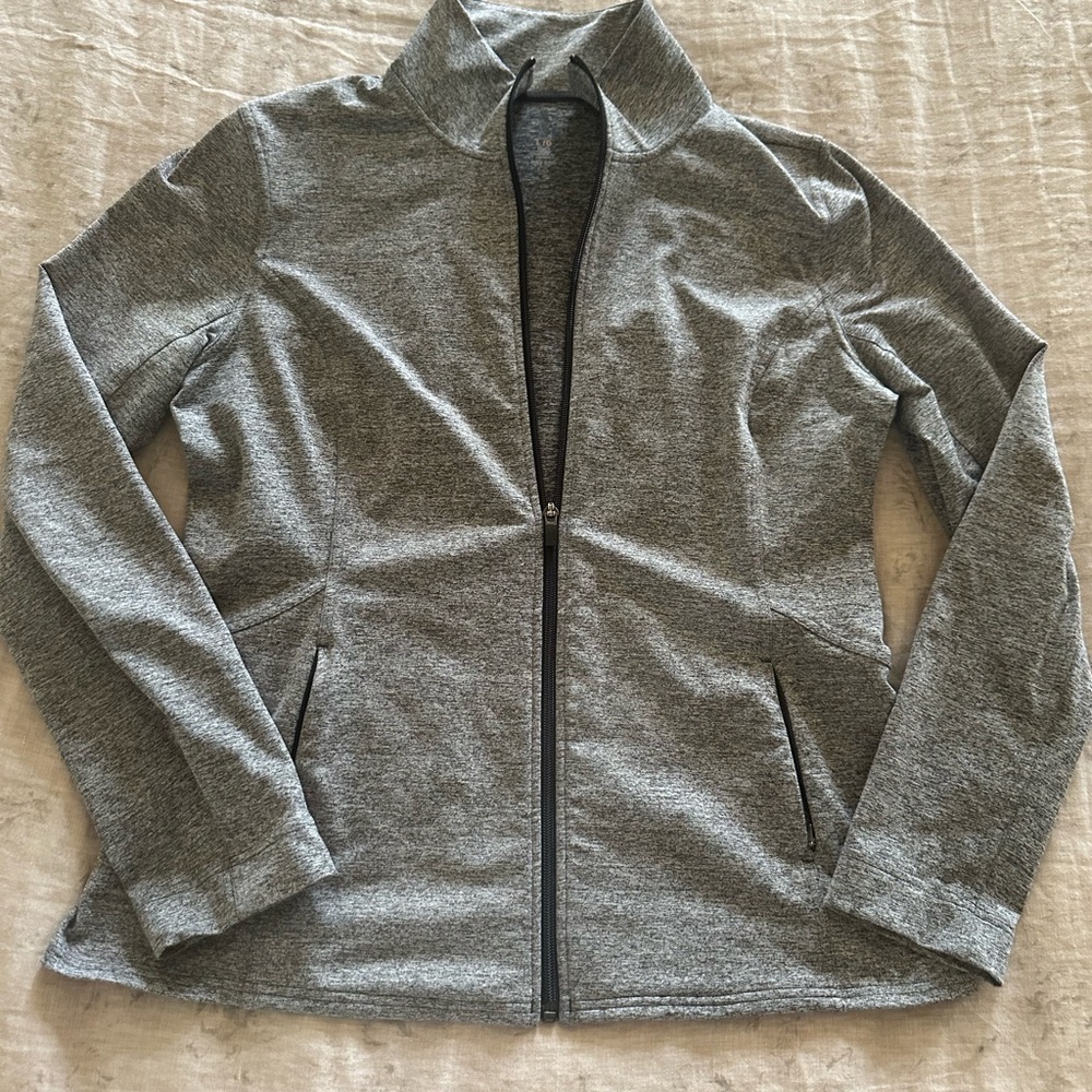 Lucy Heathered Gray Zip-Up Jacket, Size L